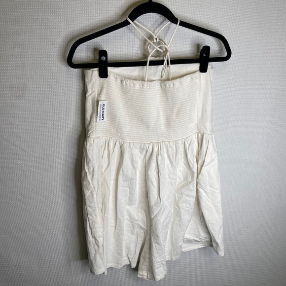 Old Navy | white linen blend O ring halter romper womens‎ size XL NWT NEW - Picture 7 of 10